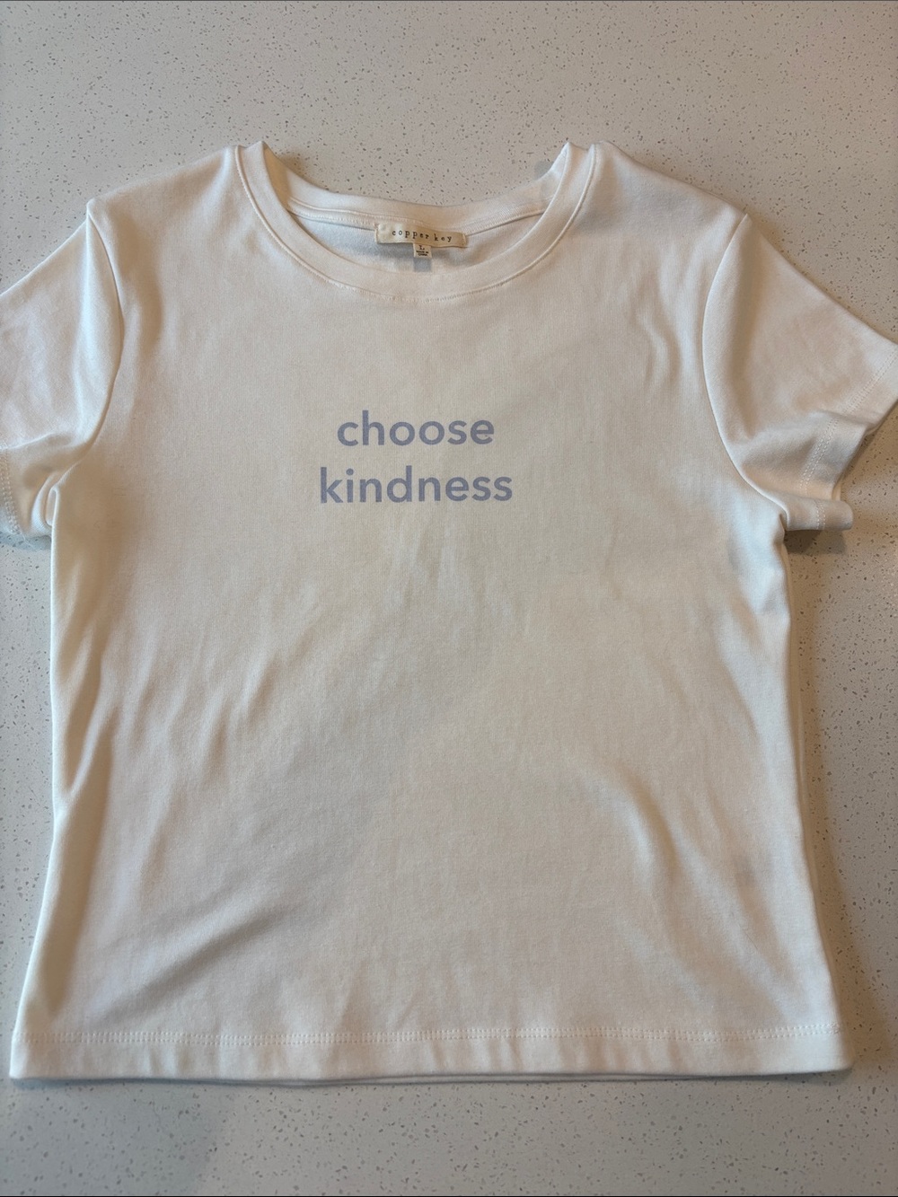 Copper Key "Choose Kindness" Graphic Crop Top Cream White Size L